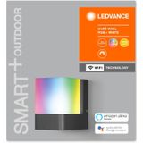 Ledvance Smart led-wandlamp voor buiten, met wifi-technologie voor buiten, wisselbare RGB-kleuren, aluminium, donkergrijs, compatibel met Google en Alexa Voice Control,