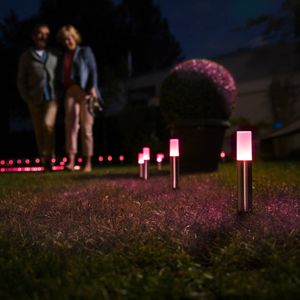 LEDVANCE Intelligente led-tuinlamp met wifi-technologie, basispakket met 5 led-tuinpalen voor buiten, RGB-kleuren, compatibel met Google en Alexa, Smart + Garden