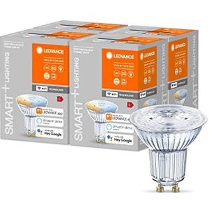 LEDVANCE Slimme LED-reflectorlamp met WiFi-technologie, GU10-lampvoet, lichtkleur instelbaar (2700-6500K), dimbaar, vervangt reflectorlampen met 50 W, SMART+ WiFi SPOT GU10 Tunable White, 4-pak