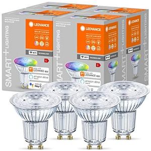 LEDVANCE Slimme LED-reflectorlamp met WiFi-technologie, GU10-lampvoet, lichtkleur instelbaar (2700-6500K), RGB-kleuren instelbaar, dimbaar, vervangt reflectorlampen van 50 W, 4-pak