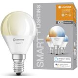 LEDVANCE Intelligente ledlamp met wifi-technologie, E14-fitting, dimbaar, lichtkleur dimbaar (2700-6500 K), vervanging 40 W, SMART+ WiFi mini-lamp, tunable, wit, 3 stuks