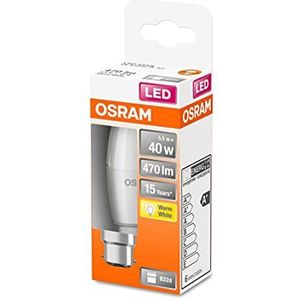 OSRAM LED lamp, Base: B22d, Warm Wit, 2700 K, 5.50 W, vervanging voor 40 W gloeilamp, mat, LED STAR CLASSIC B 1 Pak