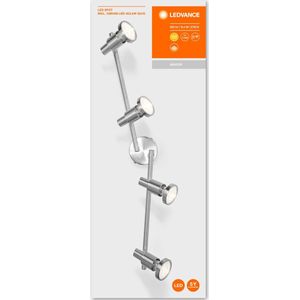 LEDVANCE LED spot, 4-vlammend hoogwaardige spot van aluminium, geschikt voor binnenmuren en plafonds, inclusief vervangbare 3W GU10 lampen, warm Wit (2700K), LED SPOT GU10 4x3W,4 Spots,Zilver