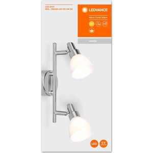 LEDVANCE LED spot, 2-vlammend hoogwaardige spot van aluminium, geschikt voor binnenmuren en plafonds, inclusief vervangbare 2W G9 lampen, warm wit (2700K), LED SPOT G9 2x2W