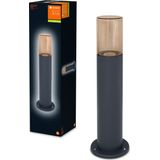 LEDVANCE LED vloerlamp en padlamp voor 1x E27 lampen, moderne designlamp in buisoptiek, 50cm hoogte, gemaakt van aluminium en amberkleurig glas, ENDURA CLASSIC PIPE 50CM Post E27