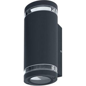 LEDVANCE Endura Beam GAP Wall UpDown, GU10, LED-wandlamp voor 2 x GU10-lampen, ontwerp voor indirecte verlichting, 2 kanten met zijdeachtige ringen, van aluminium, donkergrijs, Endura Beam GAP Wall UpDown GU10