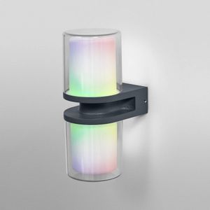 LEDVANCE SMART+ WI-FI UPDOWN FLARE RGBW - donkergrijze dimbare led-wandlamp voor buiten van duurzaam aluminium, RGB-kleurcontrole, 14 W, 3000 Kelvin warmwit, 1000 lumen, IP44