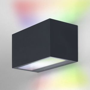 LEDVANCE Smart + WiFi Wide Brick RGB 14,5 cm LED-wandlamp dimbaar donkergrijs met behuizing van hoogwaardig aluminium, rechthoekig, kleurbediening, 14 W, 3000 K warmwit, 600 lm, IP44