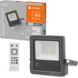 LEDVANCE Floodlight Wi-Fi - Remote Control Bundle, Wi-Fi LED Flutlicht mit Fernbedienung, Strahler mit 20 W, 3000 K warmweiß,1260 Lumen, RGB Lampe