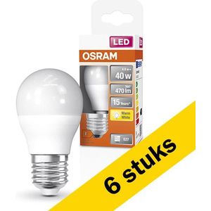 6x Osram LED lamp E27 | Kogel P45 | Mat | 2700K | 4.9W (40W)