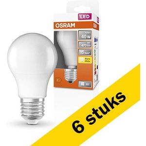 6x Osram LED lamp E27 | Peer A60 | Mat | 2700K | 4.9W (40W)