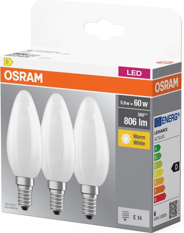 OSRAM - LED Kaars - Warmwit - E14 - 5,5 Watt - 806 Lumen