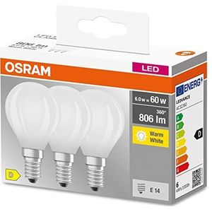 OSRAM Ster Filament Lamp, E14-basis matglas,Warm wit (2700K), 806 Lumen, substituut voor 60W-verlichtingsmiddel niet-dimbaar, 3-Pak