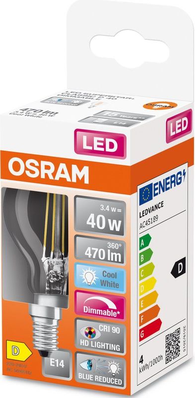 OSRAM - Superstar - Dimbare LED Lamp - Koud Wit - E14-basis - 1-Pak
