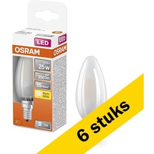 6x Osram LED lamp E14 | Kaars B35 | Mat | 2700K | 2.5W (25W)