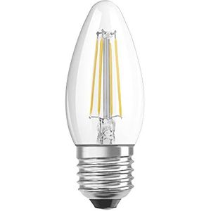 OSRAM LED gloeilamp met E27 lampvoet, kaarsvorm, warm wit (2700K), 4W, vervanging voor 40W gloeilamp, LED Retrofit CLASSIC B, verpakking van 6