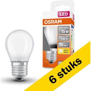 Osram - LED Lamp E27 - Kogel P45 - Mat - 6 Stuks - 1.5W