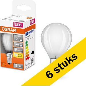 6x Osram LED lamp E14 | Kogel P45 | Mat | 2700K | 2.5W (25W)