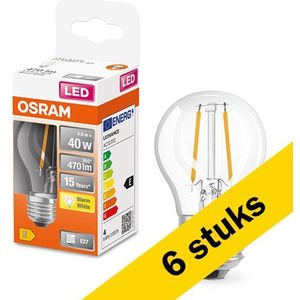 6x Osram LED lamp E27 | Kogel P45 | Filament | Helder | 2700K | 4W (40W)