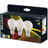 BELLALUX - LED-lamp - Warm Wit - E27-basis - Mat Glas - 3-Pak - 1-55 Lumen - Niet-dimbaar