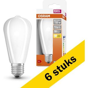 6x Osram LED lamp E27 | Edison ST64 | Mat | 2700K | 6.5W (60W)