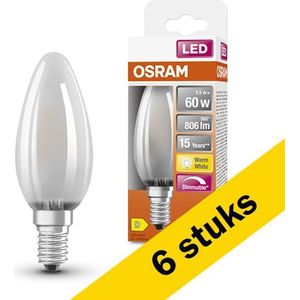 6x Osram LED lamp E14 | Kaars B35 | Mat | Dimbaar | 2700K | 5.5W (60W)
