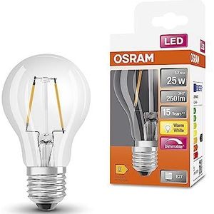 OSRAM LED Superstar Classic A25-dæmpbar LED-lampe til E27-base, pæreform, fil, 250 lumen, varm hvid (2700k), udskiftning til konventionelle 25W pærer, 6-pack-pakke