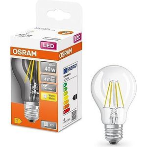 OSRAM LED STAR KLASSISK A40 LED-lampe til E27-stik, pæreform, fil, 470 lumen, varm hvid (2700k), udskiftning til konventionelle 40W pærer, ikke dæmpbar, 1-pack