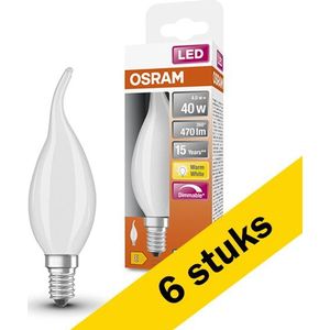6x Osram LED lamp E14 | Sierkaars BA35 | Mat | Dimbaar | 2700K | 4W (40W)