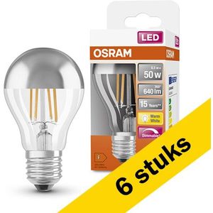 6x Osram LED lamp E27 | Peer A60 | Kopspiegel | 2700K | Dimbaar | 6.5W (50W)