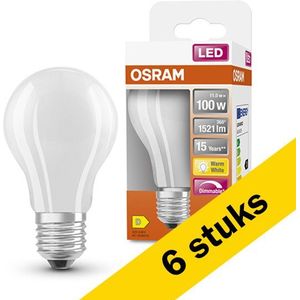 6x Osram LED lamp E27 | Peer A60 | Mat | 2700K | Dimbaar | 11W (100W)