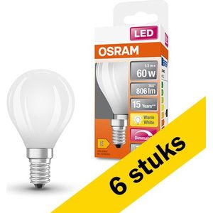 6x Osram LED lamp E14 | Kogel P45 | Mat | 2700K | Dimbaar | 5.5W (60W)