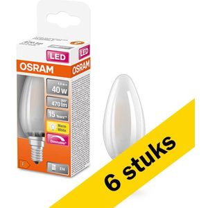 6x Osram LED lamp E14 | Kaars B35 | Mat | Dimbaar | 2700K | 4.8W (40W)