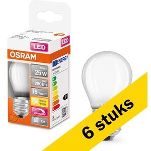 6x Osram LED lamp E27 | Kogel P45 | Mat | 2700K | Dimbaar | 2.2W (25W)