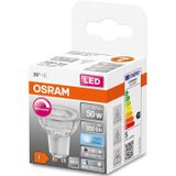OSRAM Superstar dimbare LED lamp met bijzonder hoge kleurweergave (CRI90), GU10-basis helder glas,Koud wit (4000K), 350 Lumen, substituut voor 50W-verlichtingsmiddel dimbaar, 1-Pak