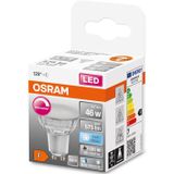 OSRAM Superstar dimbare LED lamp met bijzonder hoge kleurweergave (CRI90), GU10-basis helder glas,Koud wit (4000K), 575 Lumen, substituut voor 46W-verlichtingsmiddel dimbaar, 1-Pak