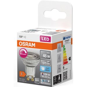 OSRAM Superstar dimbare LED lamp met bijzonder hoge kleurweergave (CRI90), GU10-basis helder glas,Koud wit (4000K), 575 Lumen, substituut voor 46W-verlichtingsmiddel dimbaar, 1-Pak
