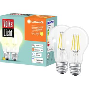 LEDVANCE AC32941 - 2er SMART+ BT FILAMENT CLASSIC DIMMABLE CLA60 SMART+ Energielabel: E (A - G) E27 6 W Warmwit