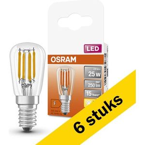 6x Osram LED lamp E14  | Buis T26 | Filament | Helder | 2700K | 2.8W (25W)
