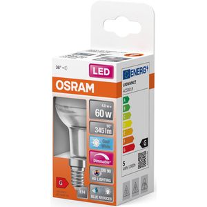 OSRAM Superstar dimbare LED lamp met bijzonder hoge kleurweergave (CRI90), E14-basis helder glas,Koud wit (4000K), 345 Lumen, substituut voor 60W-verlichtingsmiddel dimbaar, 1-Pak