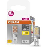 OSRAM Star PIN LED-lamp voor G9-basis, helder glas, warm wit (2700K), 470 lumen, vervanging voor traditionele vervanging van 40 W, lampen, niet dimbaar, verpakking van 5