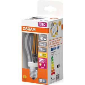 Osram - Star+ LED-Lampe mit Bewegungssensor für E27-Sockel, Filament-Optik ,Warmweiß (2700K), 806 Lumen, Ersatz für herkömmliche 60W-Leuchtmittel,