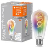 LEDVANCE SMART+ WIFI LED-Lampe, Weißglas, 4,8W, 470lm, Edison-Form mit 64mm Durchmesser & E27-Sockel, regulierbares Farb- & Weißlicht, dimmbar, steuerbar per App oder Sprachsteuerung, gute Lebensdauer