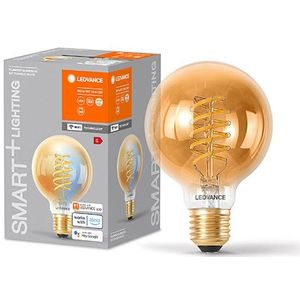 LEDVANCE SMART+ WIFI LED-Lampe, Gold-Tönung, 8W, 650lm, Kugel-Form mit 80mm Durchmesser & E27-Sockel, regulierbares Weißlicht (2200-5000K), dimmbar, App- oder Sprachsteuerung, gute Lebensdauer