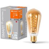 LEDVANCE SMART+ WIFI LED-Lampe, Gold-Tönung, 8W, 650lm, Edison-Form mit 64mm Durchmesser & E27-Sockel, regulierbares Weißlicht (2200-5000K), dimmbar, App- oder Sprachsteuerung, gute Lebensdauer