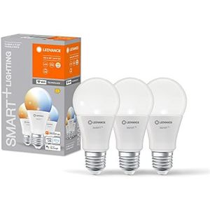 LEDVANCE Slimme LED-lamp met WiFi-technologie, E27-aansluiting, dimbaar, lichtkleur veranderlijk (2700-6500K), vervangt lampen van 75 W, SMART+ WiFi Classic Tunable White, verpakking van 3 stuks