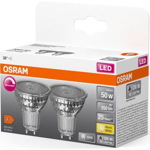 OSRAM 4058075797901 LED-lamp Energielabel F (A - G) GU10 Reflector 4.5 W = 50 W Warmwit (Ø x h) 50 mm x 50 mm 2 stuk(s)