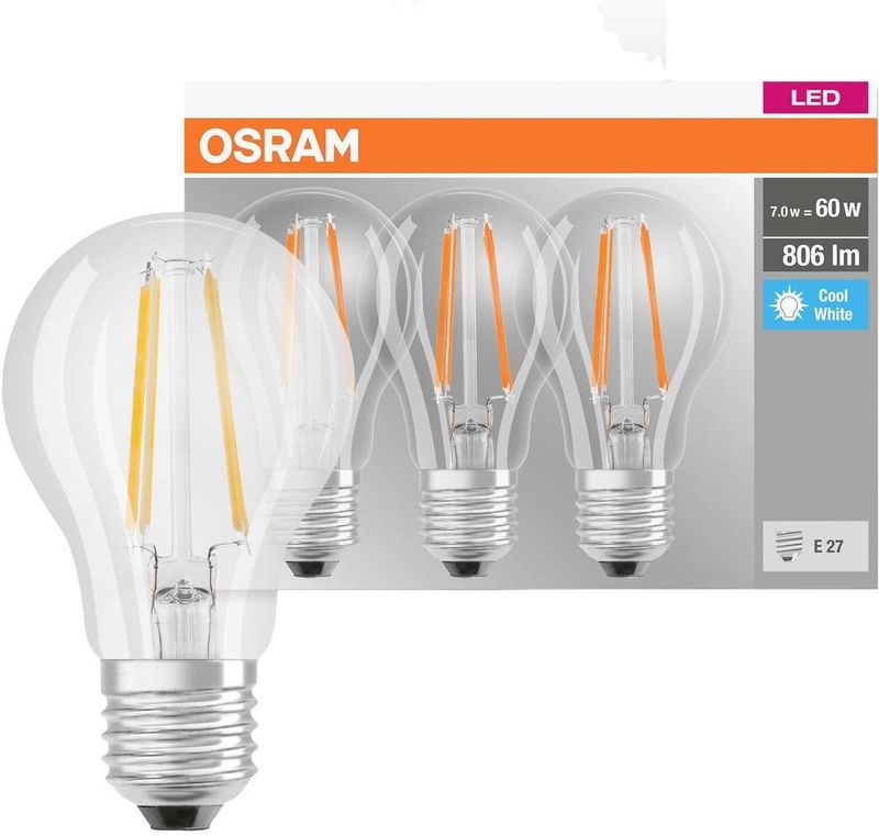 Lampen - Peervormig - Helder Glas - 3 Stuks - 806 Lumen - A++