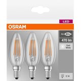 OSRAM ledlamp. Lampfitting: E14, koel wit, 4000K, 4W, helder, Led Base Classic B [energie-efficiëntieklasse A ]