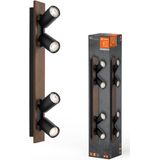 LEDVANCE - Mercury - Plafondspot - Zwart/Dark Wood - 4-lamps GU10, Dimbaar, Staal